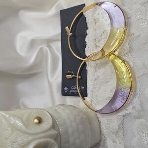 Colette Malouf Gold Yellow And Purple Hoop Earrings